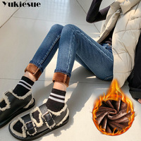 Zima gruba z aksamitu kobiet wysokiej talii obcisłe dżinsy rurki prosta polarowa ciepła, Slim fit Stretch Ladies Casual spodnie jeansowe ołówkowe 3